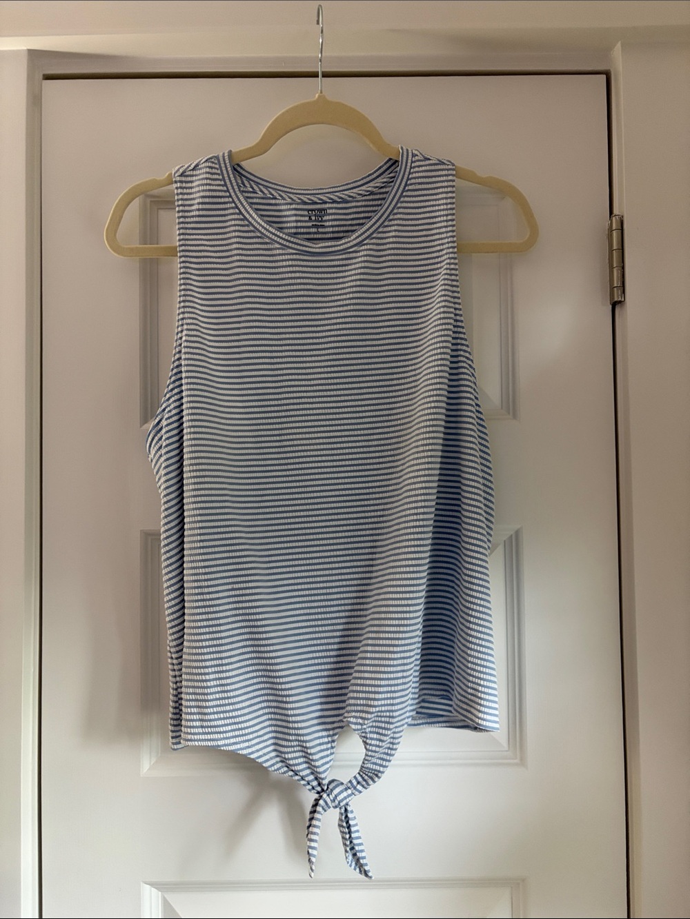 💙 crown & ivy Blue and White Striped Tie-Front Tank